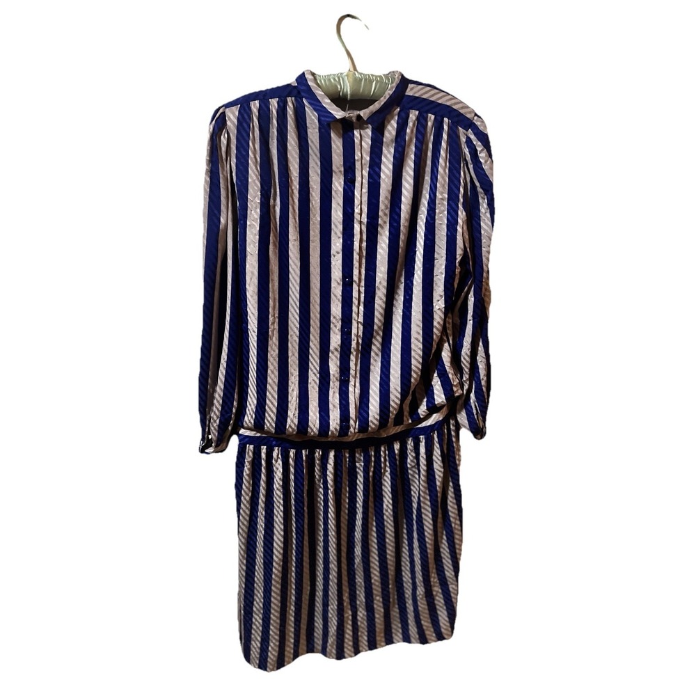 Vintage Liz Claiborne Shirt Dress Womens Sz 12 Buttoned Back , Shoulder Pads